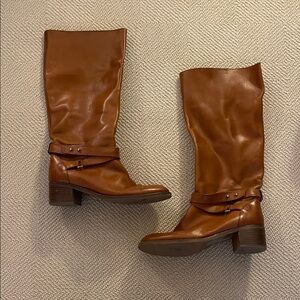 J. Crew Tan Leather Heeled Boots